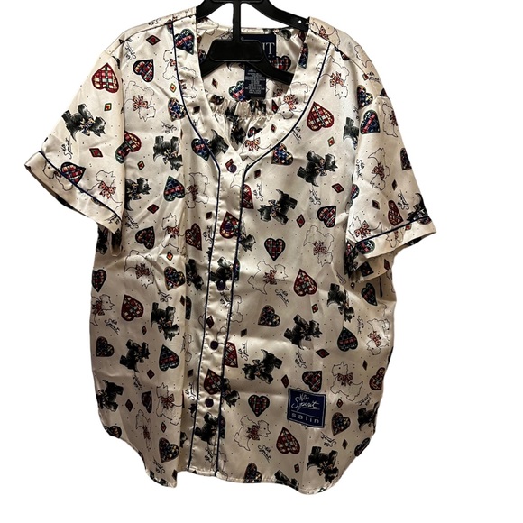 Nite Spirit Sleepwear Scottie Dog With Hearts Satin 2 Piece Set Size M NWOT - Picture 1 of 9
